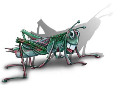 Grasshopperwith Shadow - Black line Painted in Photoshop